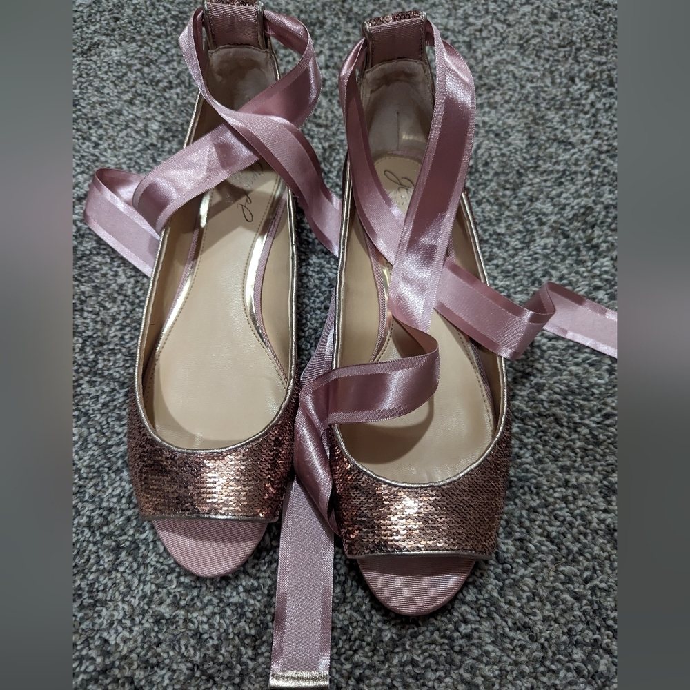 Jewel Badgley Mischka Lorde sequin flat